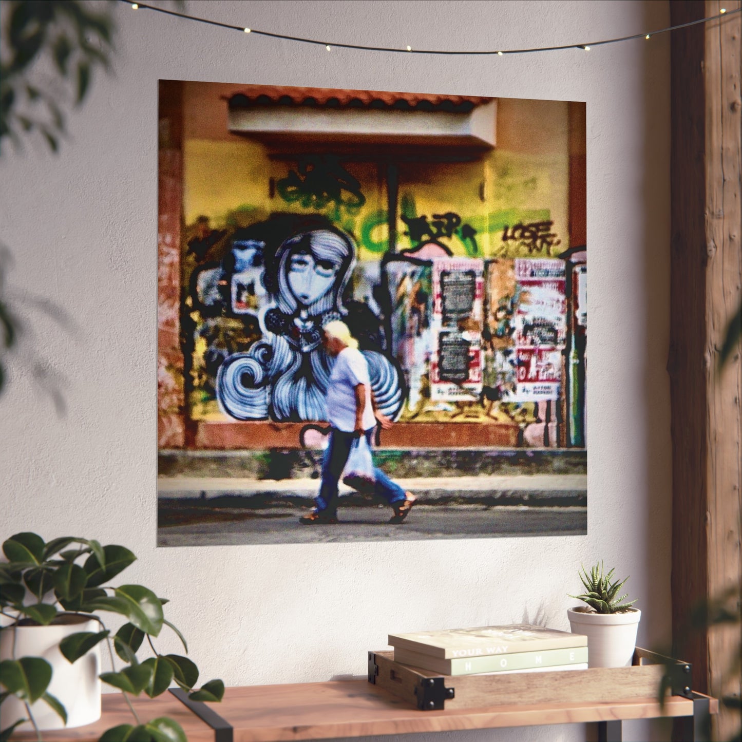 Man Walking in Metaxourgeio, Athens + Street Art .