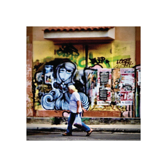 Man Walking in Metaxourgeio, Athens + Street Art .